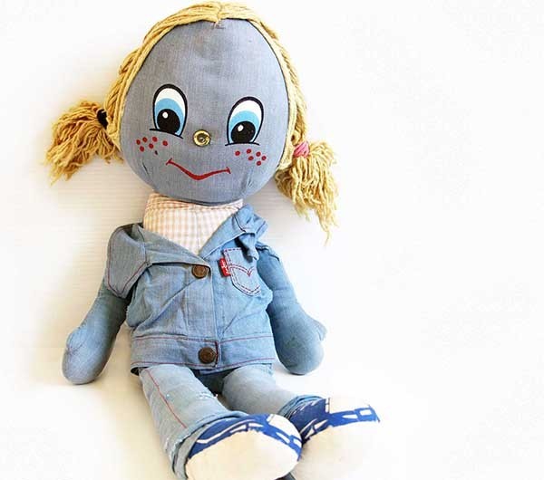 70s LEVI'Sリーバイス BIGE デニム ラグドール ボロ☆ぬいぐるみ