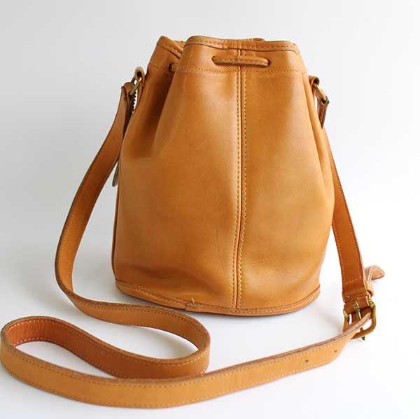 USA製 COACH オールド コーチ 巾着 レザー ショルダーバッグ 茶☆9746