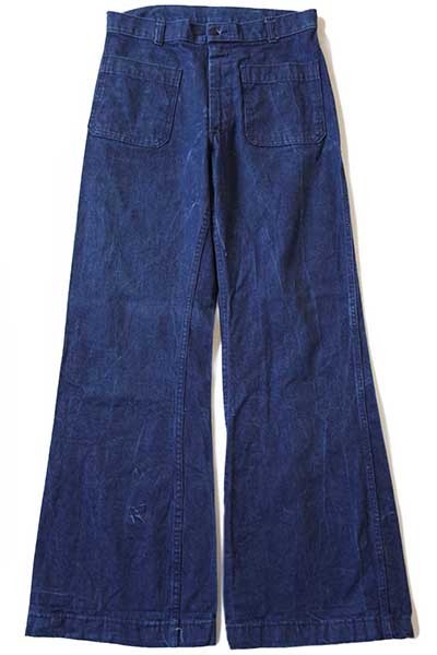 80s 米軍 U.S.NAVY ステンシル フレア デニム セーラーパンツ 32R