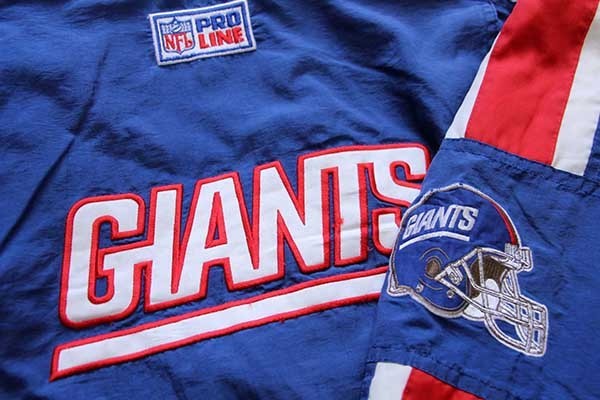90s STARTERスターター NFL GIANTS 刺繍 フード付き 中綿入り ナイロン