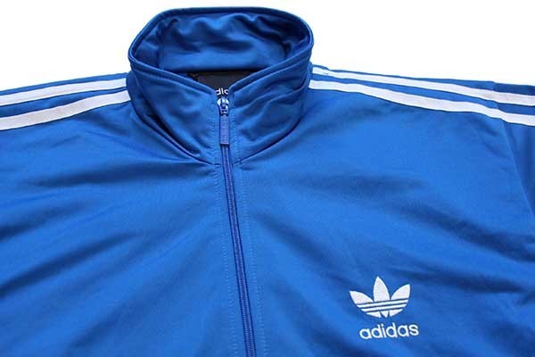 adidasアディダス トレフォイル ロゴ刺繍 トラックジャケット 青×白 S