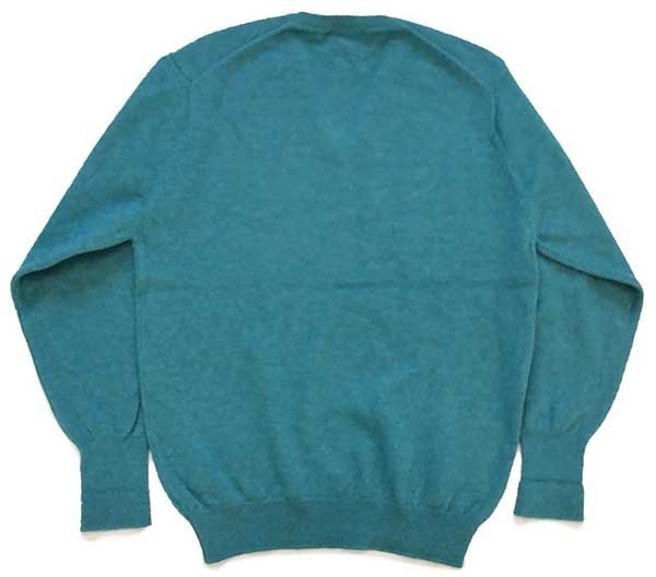 スコットランド製 Peter Scott 無地 Vネック ウールニット セーター 青