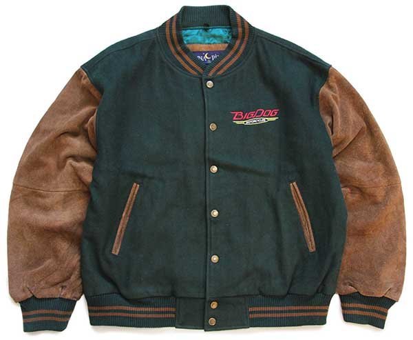 90s BIGDOG MOTORCYCLES 刺繍 キルティングライナー メルトン ウール