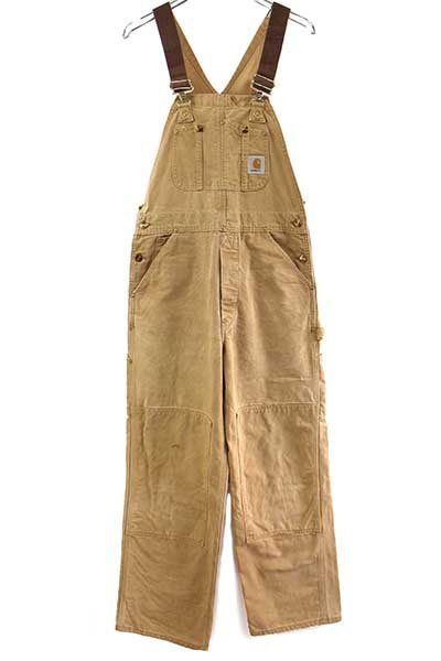 80s carharttカーハート ダック地 ダブルニー オーバーオール 茶