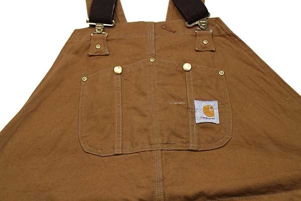 00s USA製 carharttカーハート ダック地 ダブルニー オーバーオール 茶