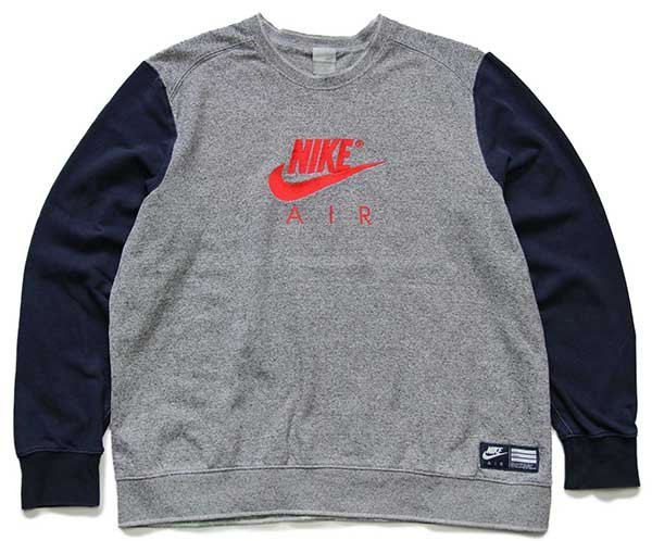 00s NIKEナイキ AIR ビッグロゴ刺繍 ツートン 切り替え スウェット
