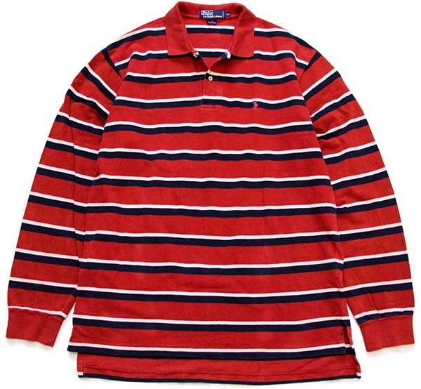 90s ポロ ラルフローレン マルチボーダー コットン 鹿の子 長袖