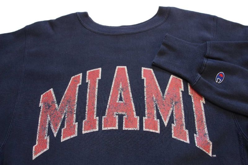 90s メキシコ製 Championチャンピオン MIAMI ひび割れプリント