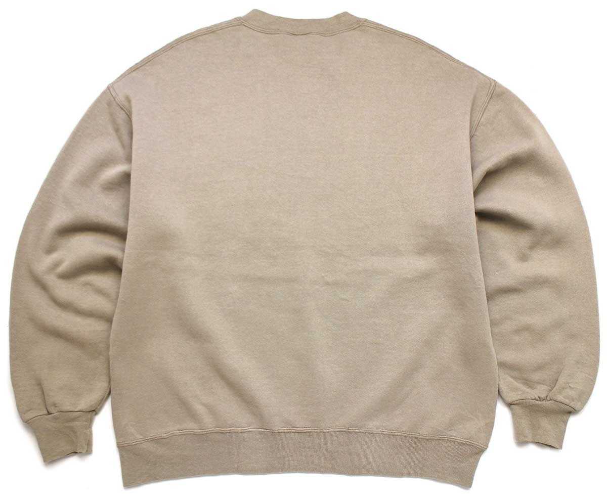 90s USA製 RUSSELLラッセル 無地 前V スウェット ベージュ L☆ブランク