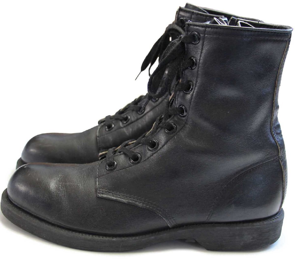 80s MSD スチールトゥ サイドジップ 8ホール レザーブーツ 黒