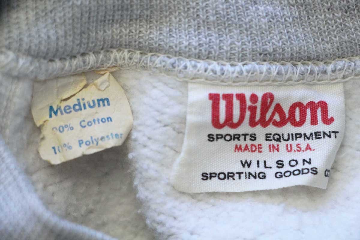 60s USA製 Wilsonウィルソン 無地 スウェット 杢グレー☆ブランク