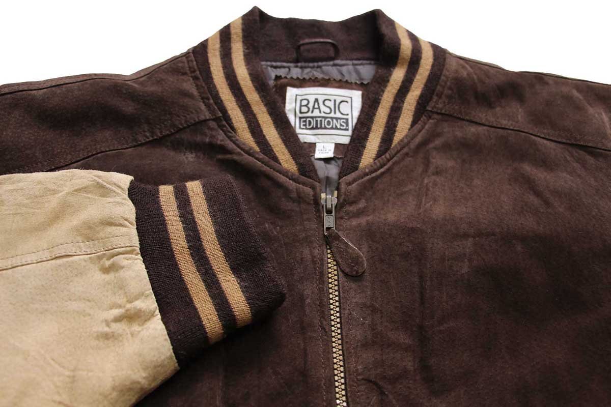 00s BASIC EDITIONS ツートン 切り替え キルティングライナー スエード