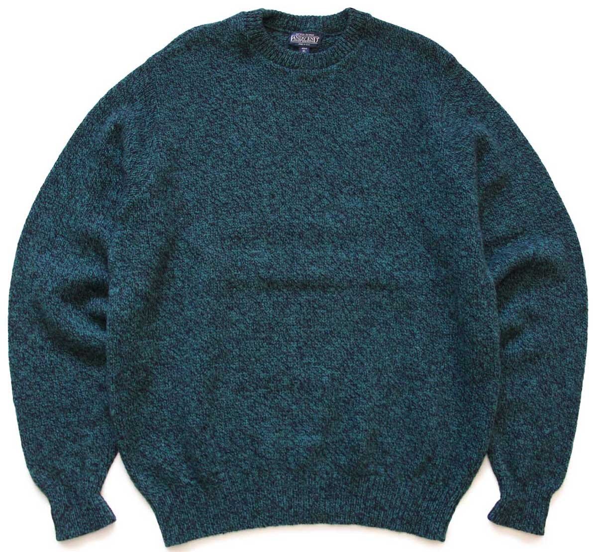 90s USA製 LANDS'ENDランズエンド 無地 ウールニット セーター