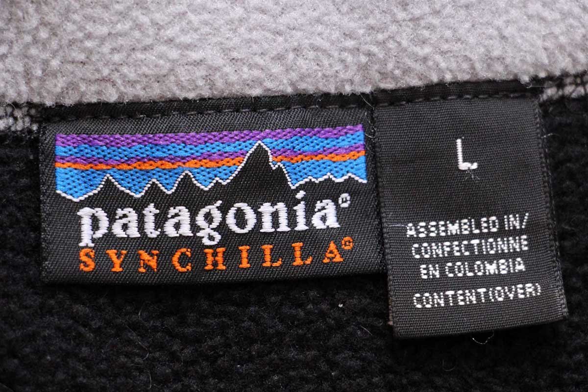 00s patagoniaパタゴニア ロゴ刺繍 シンチラ フリースベスト 黒 L