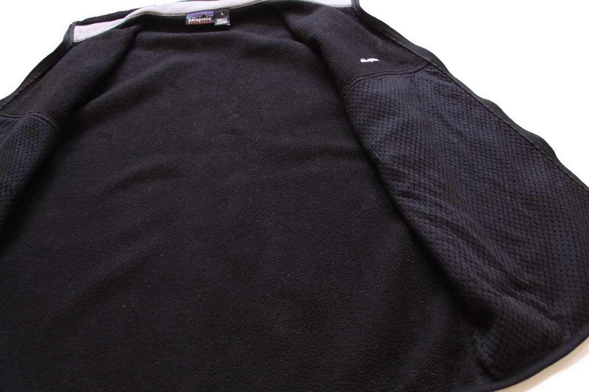 00s patagoniaパタゴニア ロゴ刺繍 シンチラ フリースベスト 黒 L