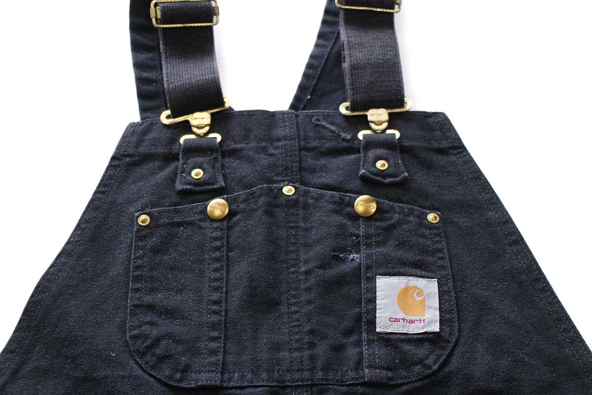 00s carharttカーハート ダブルニー ダック地 オーバーオール 黒 W34