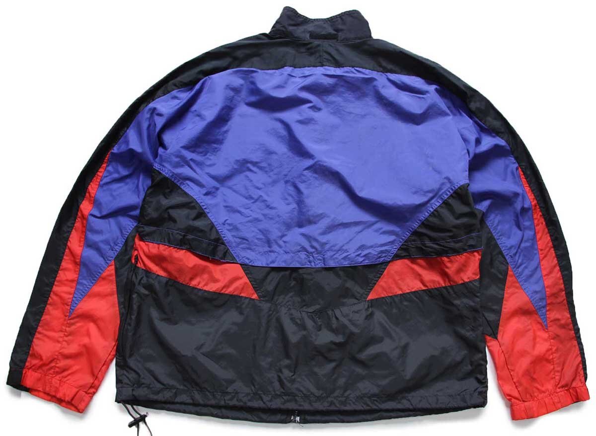 90s NIKEナイキ ロゴ刺繍 マルチカラー 切り替え ナイロンジャケット