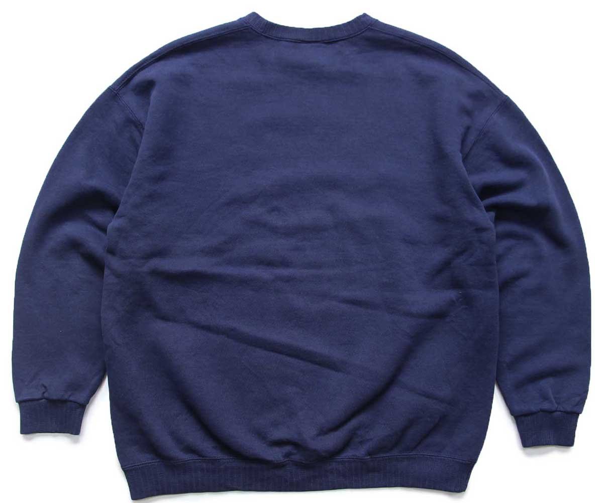 90s USA製 RUSSELLラッセル 無地 針抜きリブ スウェット 紺 L