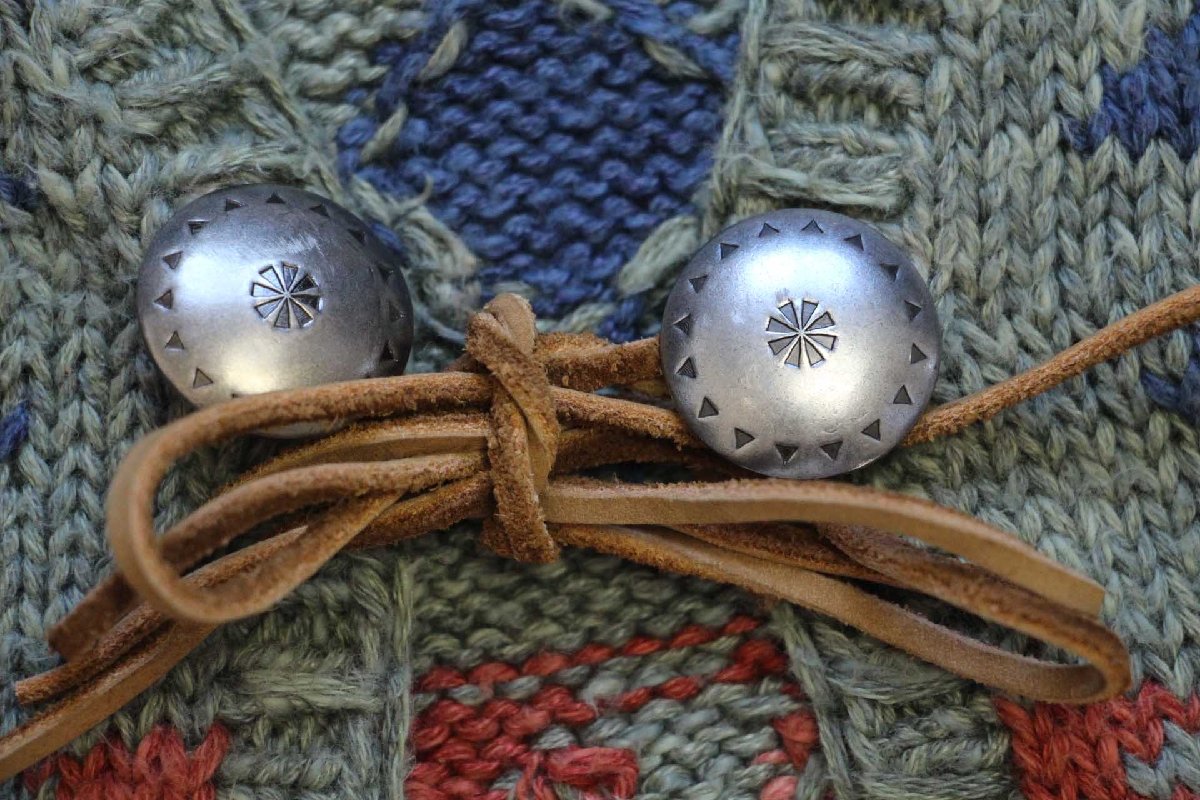 00s LAUREN ラルフローレン ネイティブ柄 コンチョボタン リネン