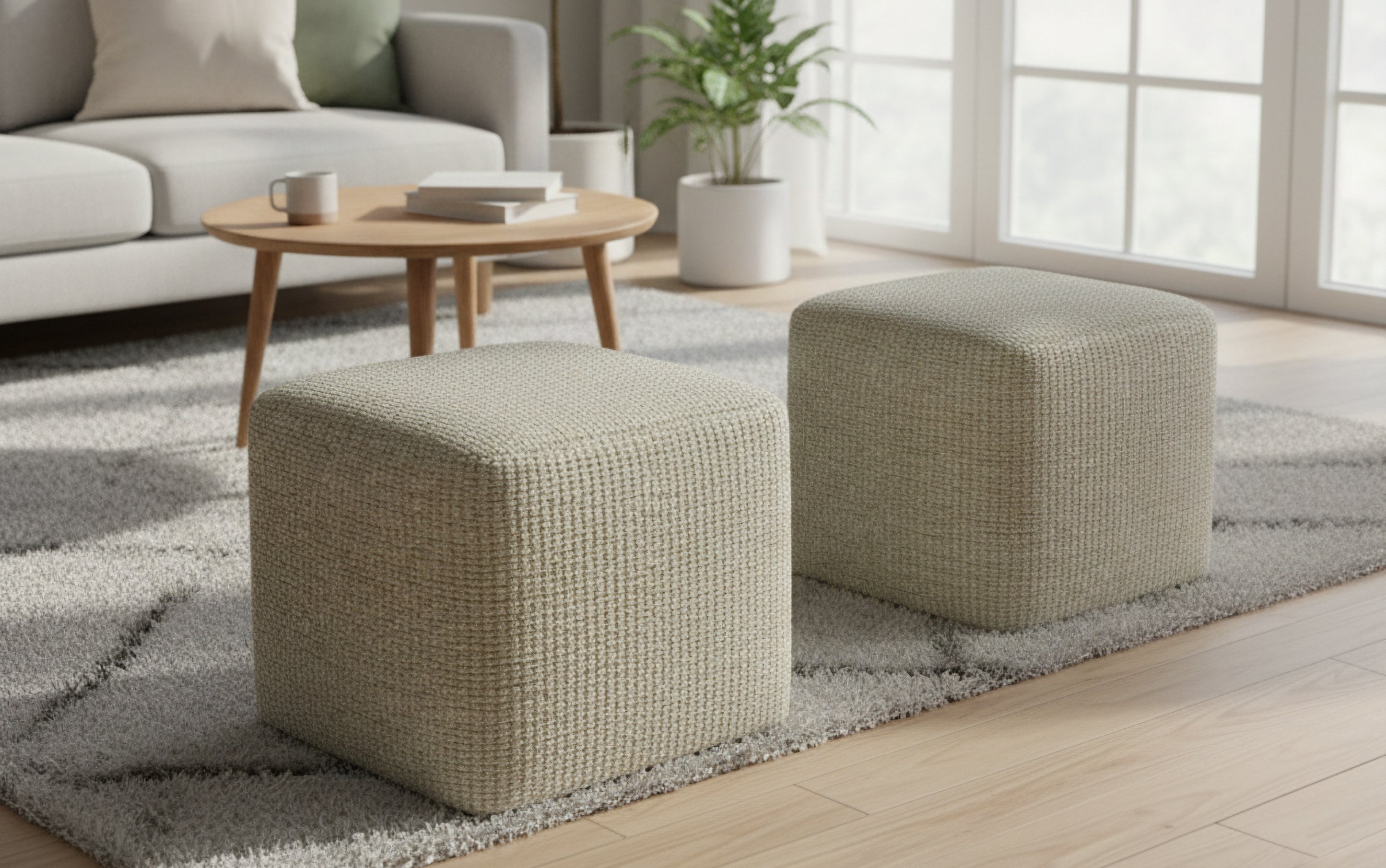 Woven Outdoor Indoor Pouf | Zelma Square Pouf – Simpli Home