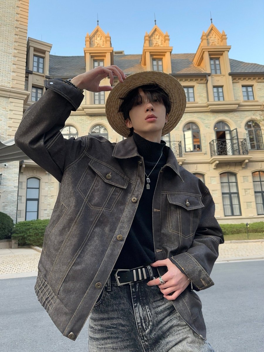 オールドマネー 解構ステッチ デニムジャケット OR5032 – 韓国メンズ