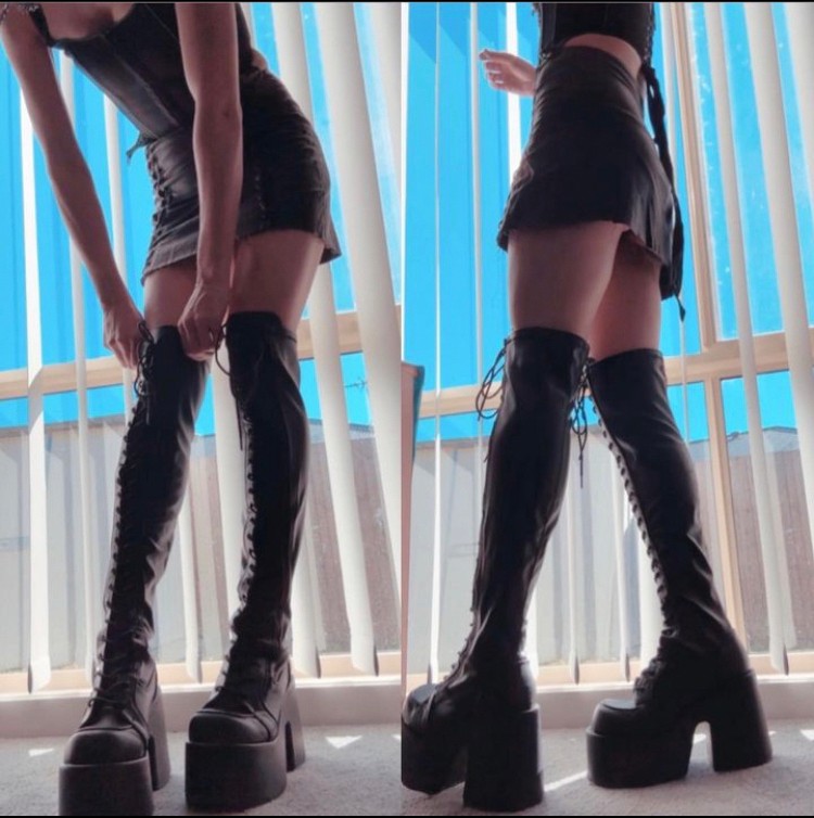 取り寄せ]CAMEL-300 / エナメル / ニーハイブーツ【DEMONIA】 | Spider