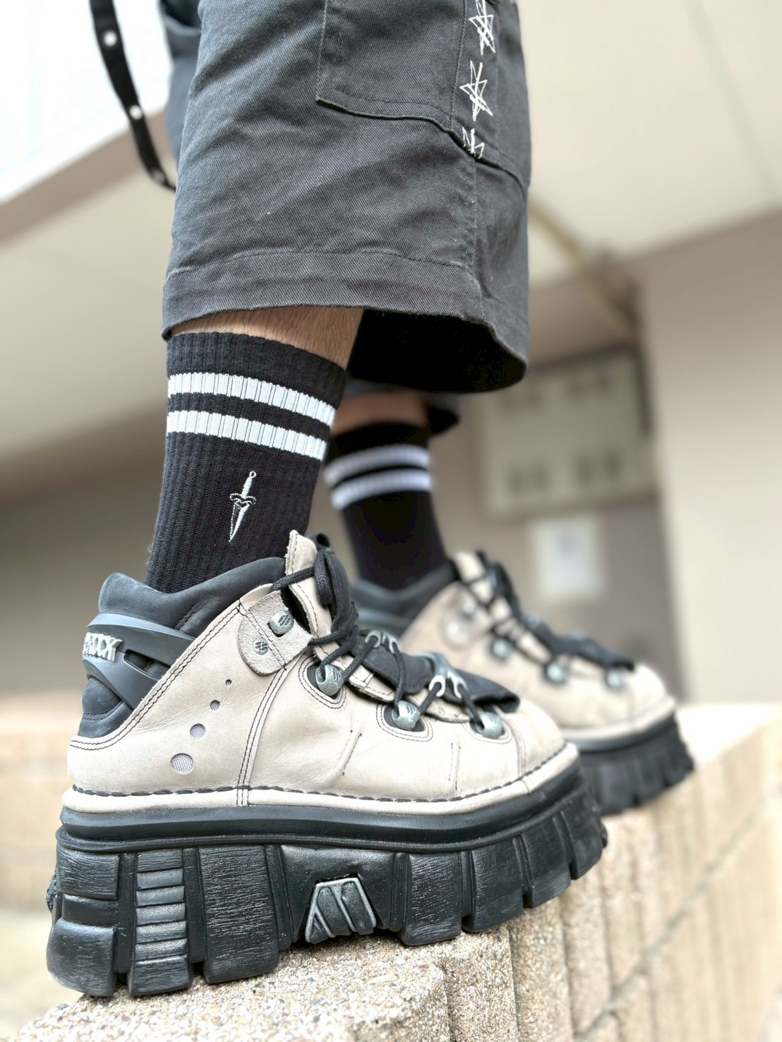 ⭐即納⭐M-106-C96 / グレー / 厚底スニーカー / 本革【NEW ROCK