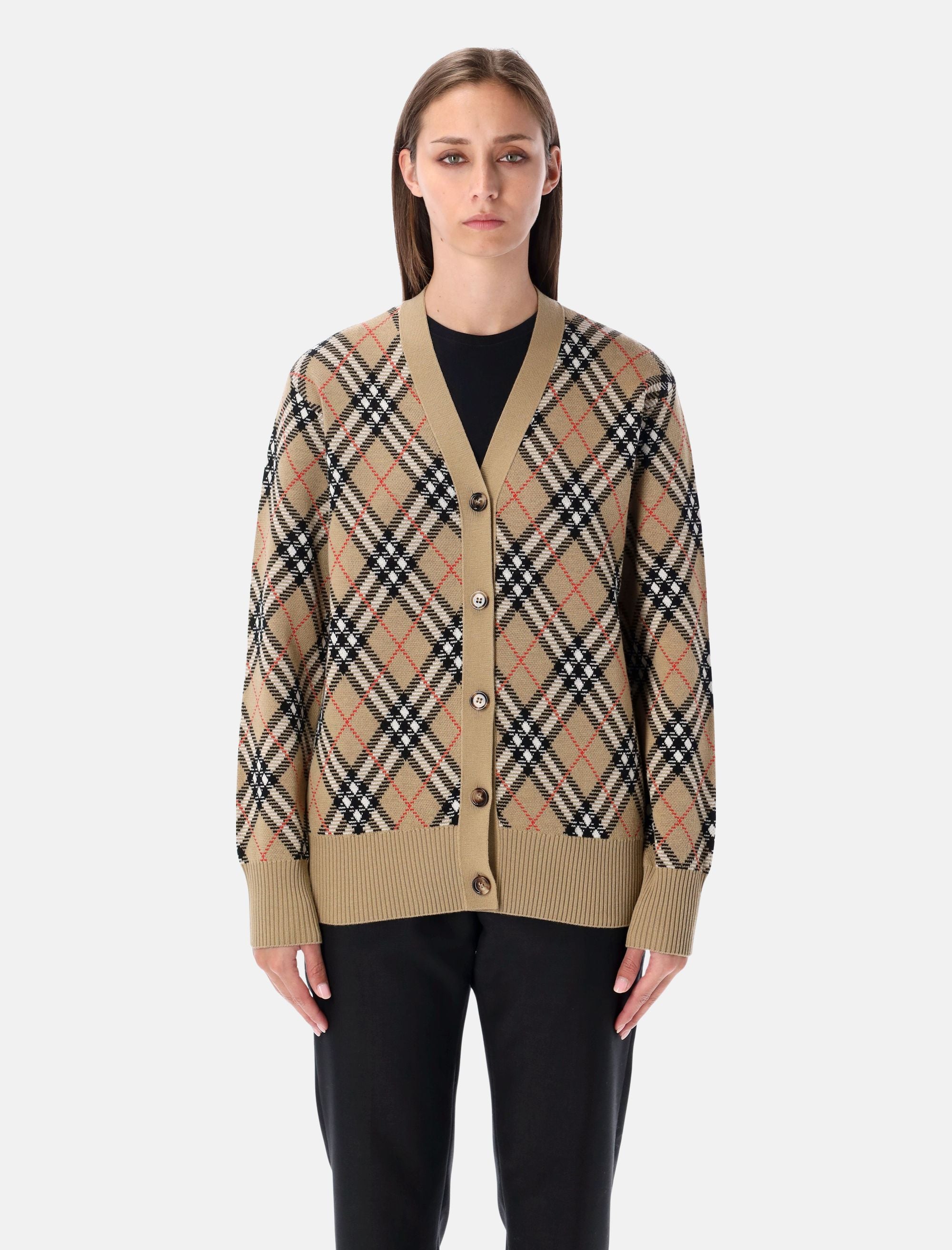 Burberry London Wool Blend Check Cardigan | Spazio Pritelli