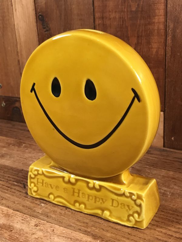 Smile Face “Have a Happy Day” Ceramic Coin Bank スマイルフェイス