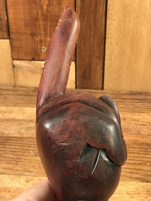 Middle Finger Fuck Sign Wooden Figurine ファックサイン ビンテージ