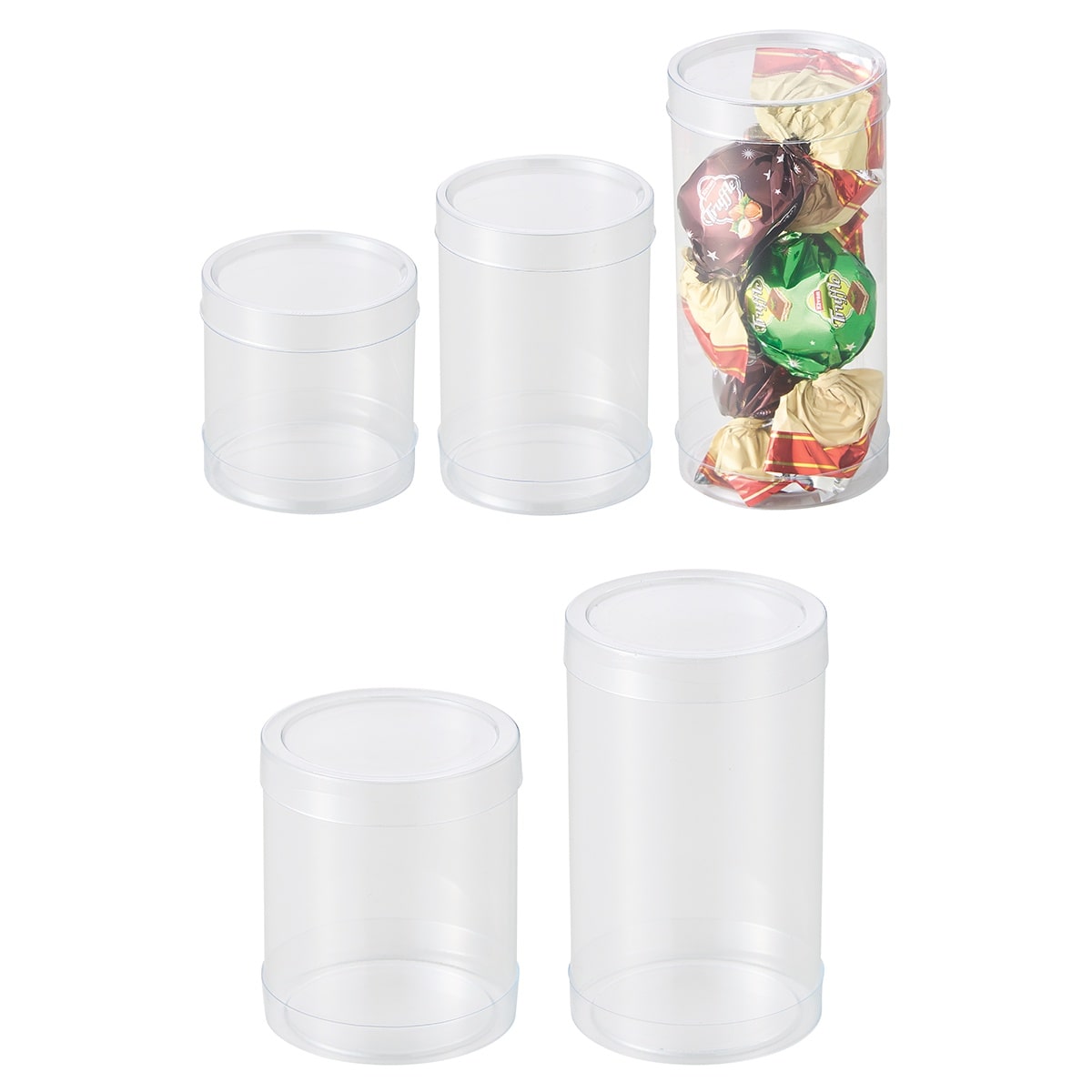 10個】円筒クリアケース かぶせ式 PVC 直径4.9×高さ4.7cm