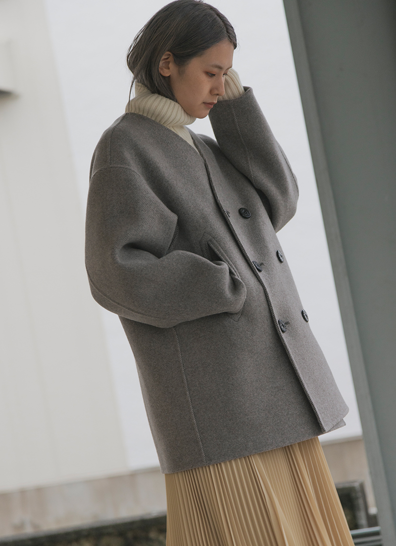 N.O.R.C ピーコート ウール ベージュ ノーク N.O.R.C ピーコート