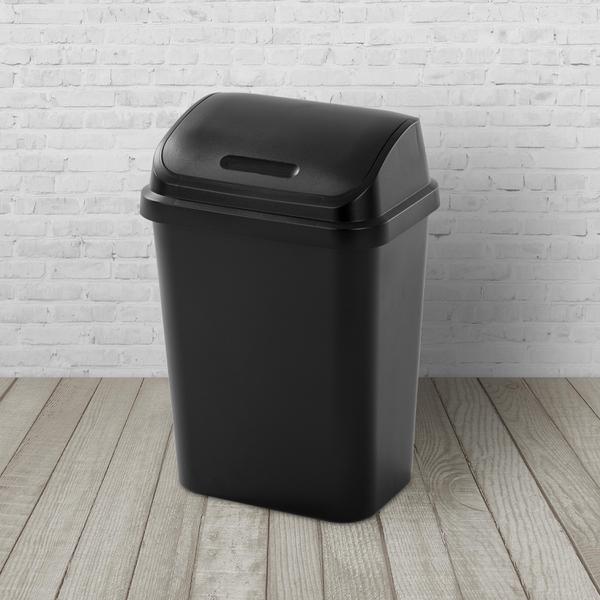 Sterilite 1066 - 7.8 Gal SwingTop Wastebasket Black 10669006