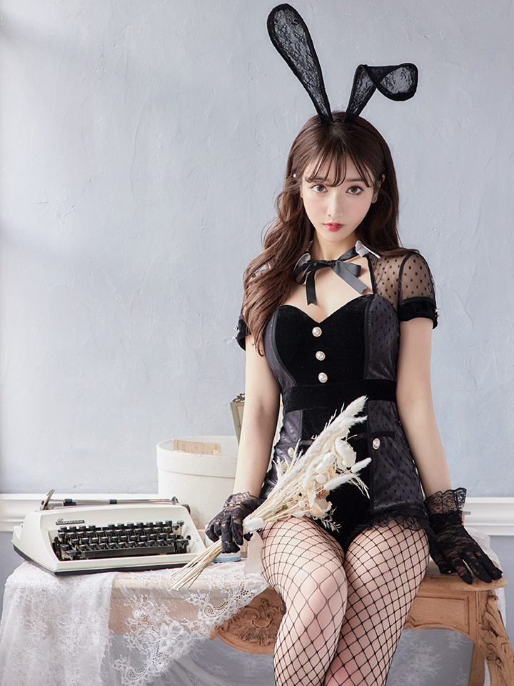 即日発送】ブラックドットレースバニーコスプレ【sugar nineハロウィン