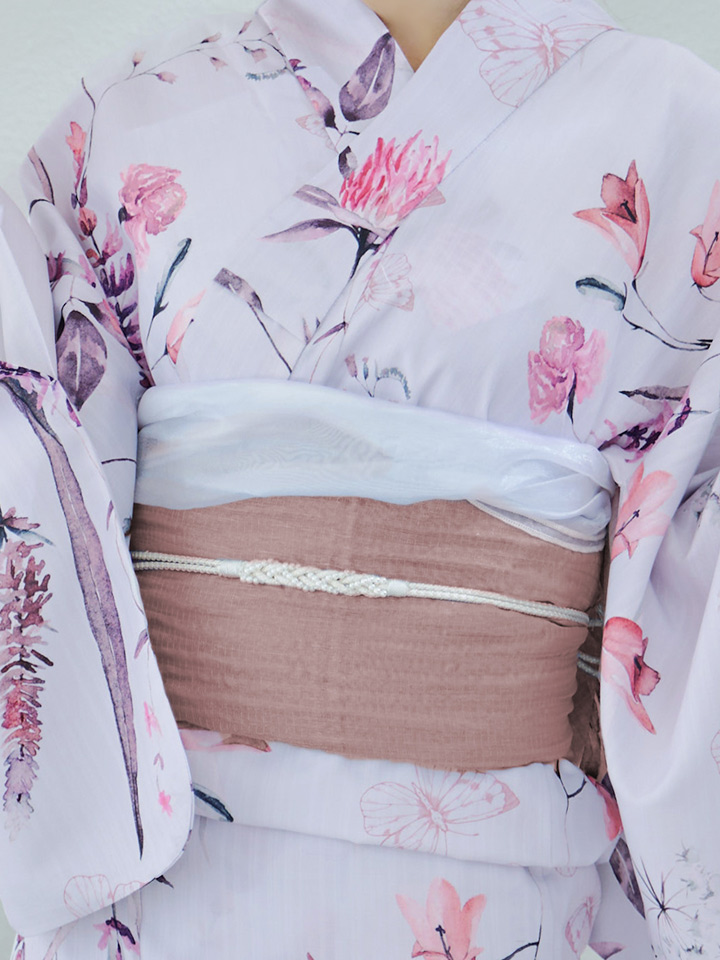 即日発送】【Riuコラボ】ボタニカルフラワーと蝶々の浴衣【浴衣3点