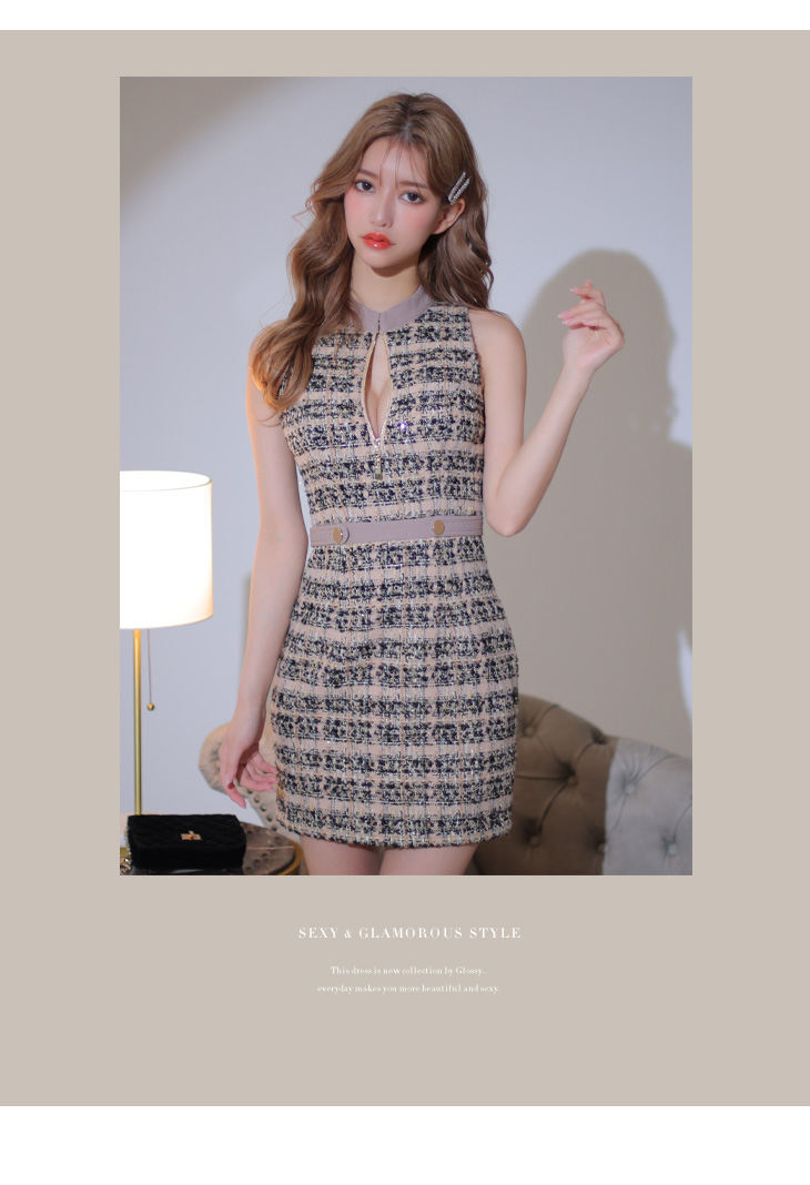 XSサイズあり【Glossy/グロッシー】フロントジッパー/ チェック柄