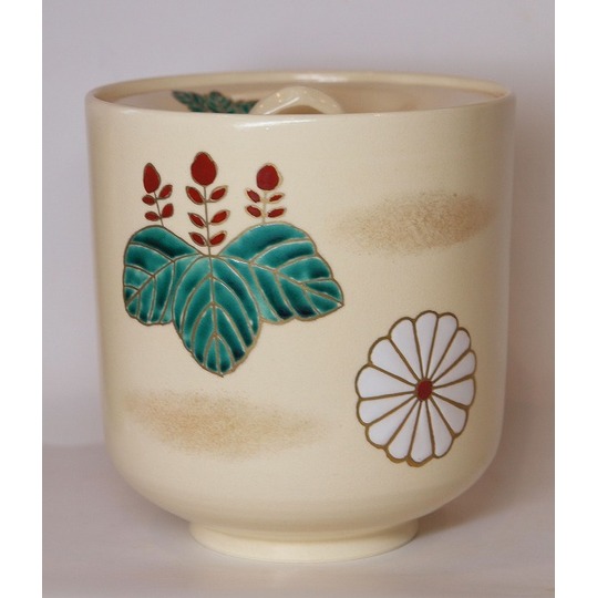 仁清写水指 菊桐絵 橋本城岳作 すいぎょく園｜創業百年、お茶の「すい