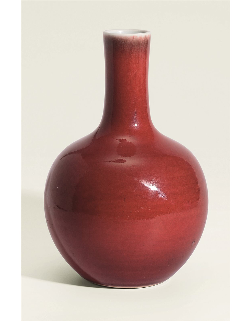 中国美術 釉裏紅 天球瓶 高36cm (HA367) 中国美術 釉裏紅 天球瓶 高