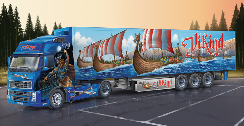 Volvo FH16 Globetrotter XL Viking with Reefer Trailer Italeri 3867