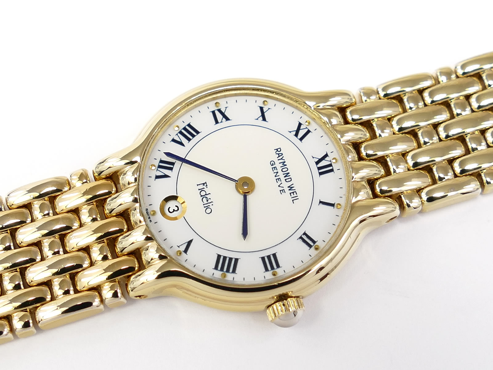 Raymond Weil Fidélio White & Blue Dial 18k Gold Plated 4702