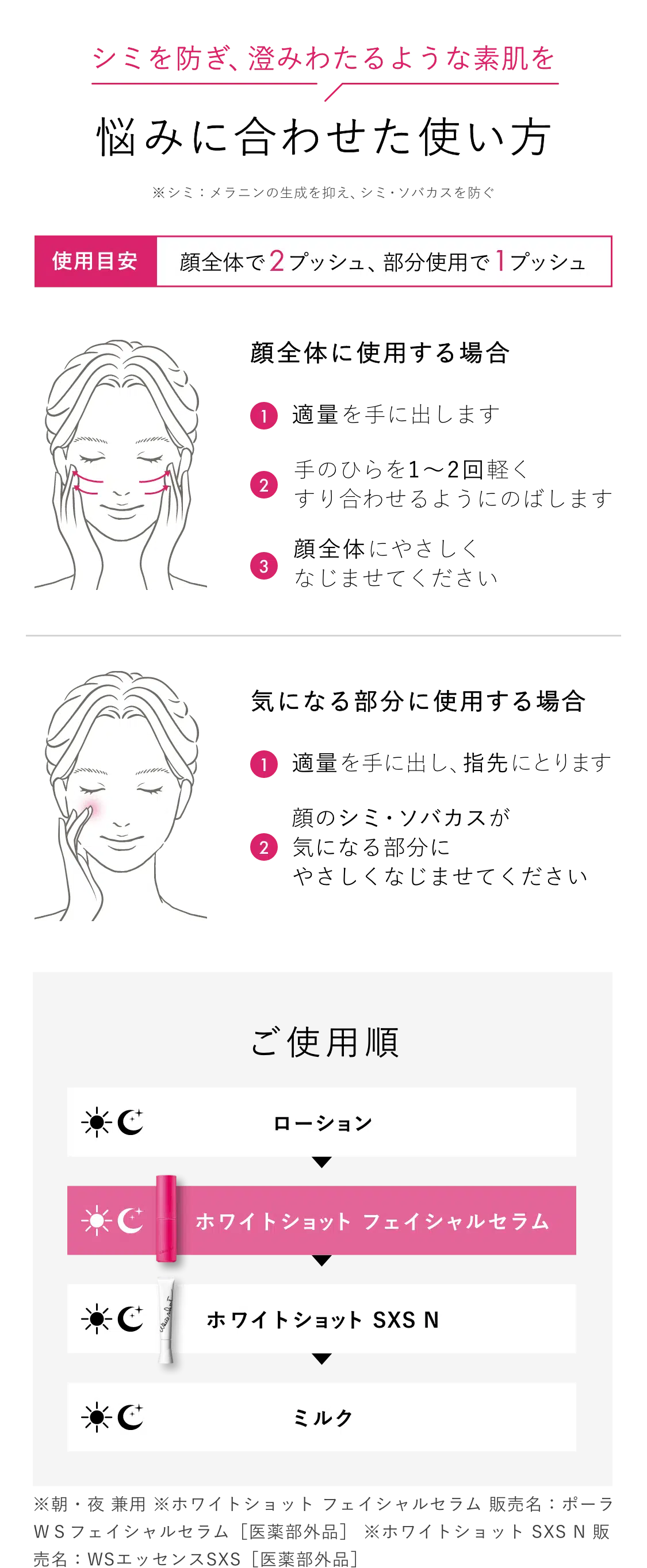 美白も美肌も目指す、全顔美容液「ホワイトショット フェイシャル