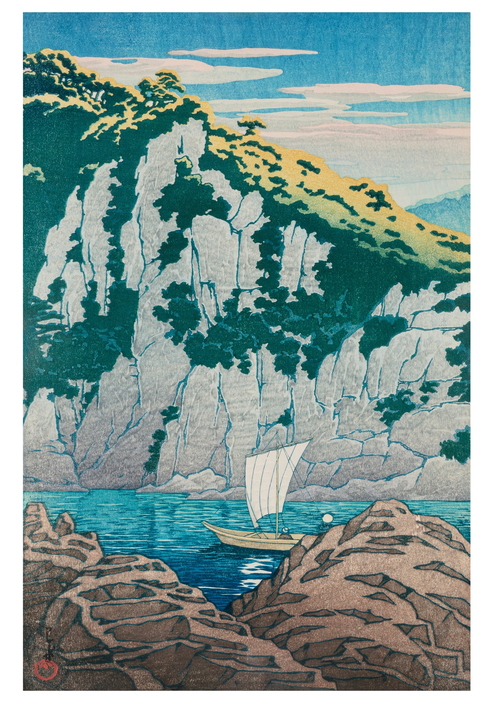 Kawase Hasui: Horai Rock, Kiso River Notecard – Pomegranate
