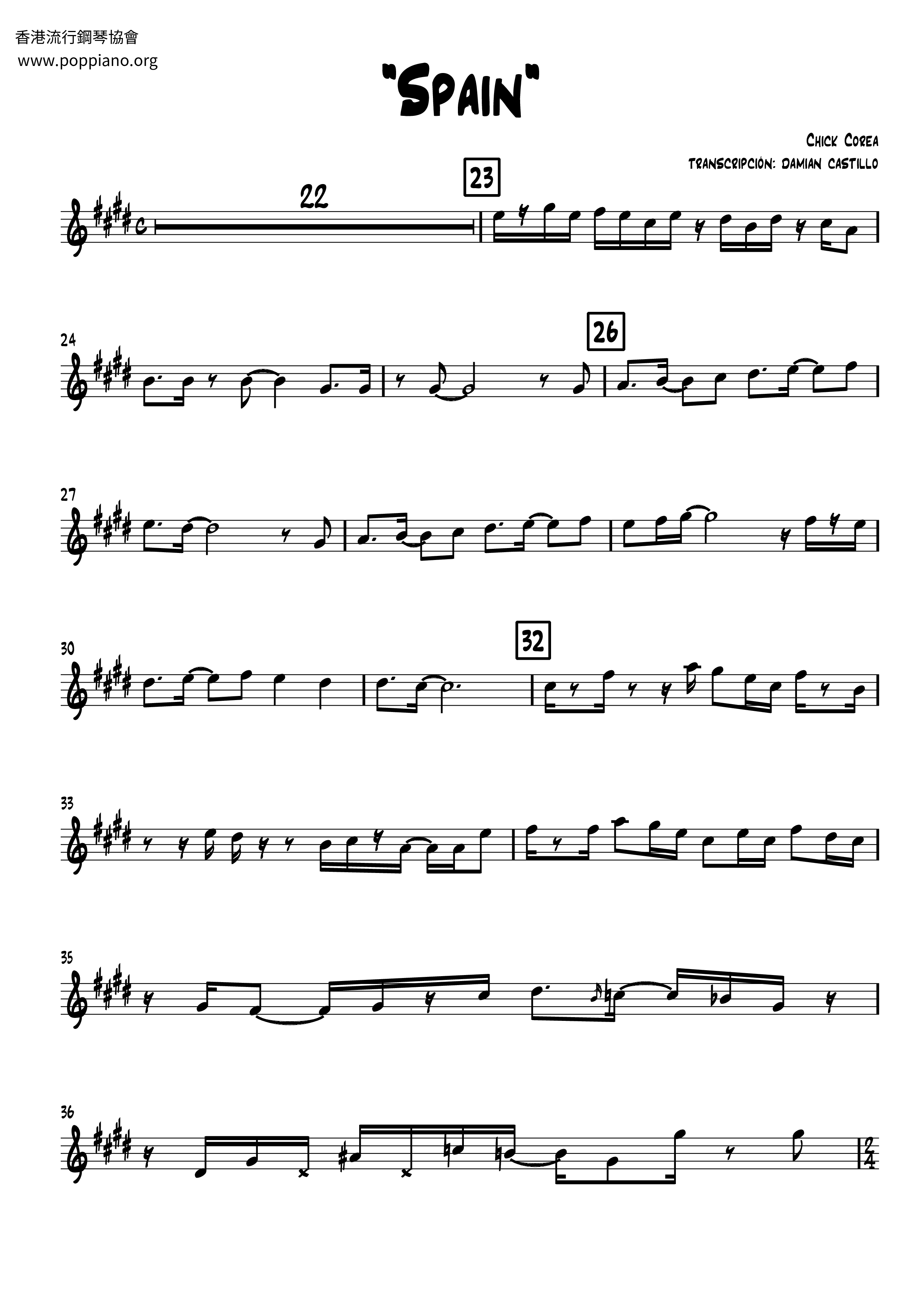 ☆チック・コリア - Spain サクソフォンpdf (チック・コリア