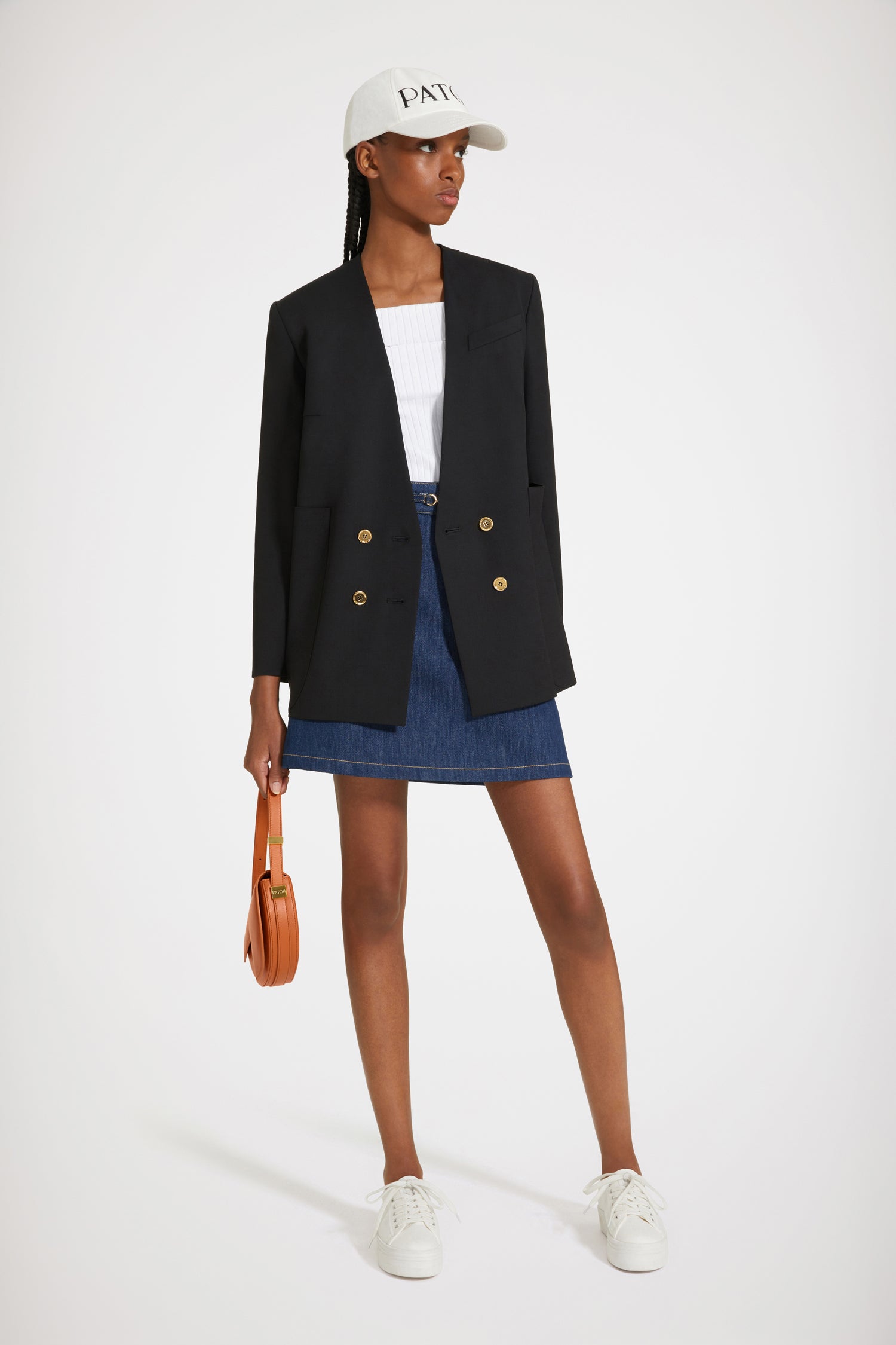 美品 PATOU パトゥ ICONIC ダブルブレストジャケット ネイビー 34 美品