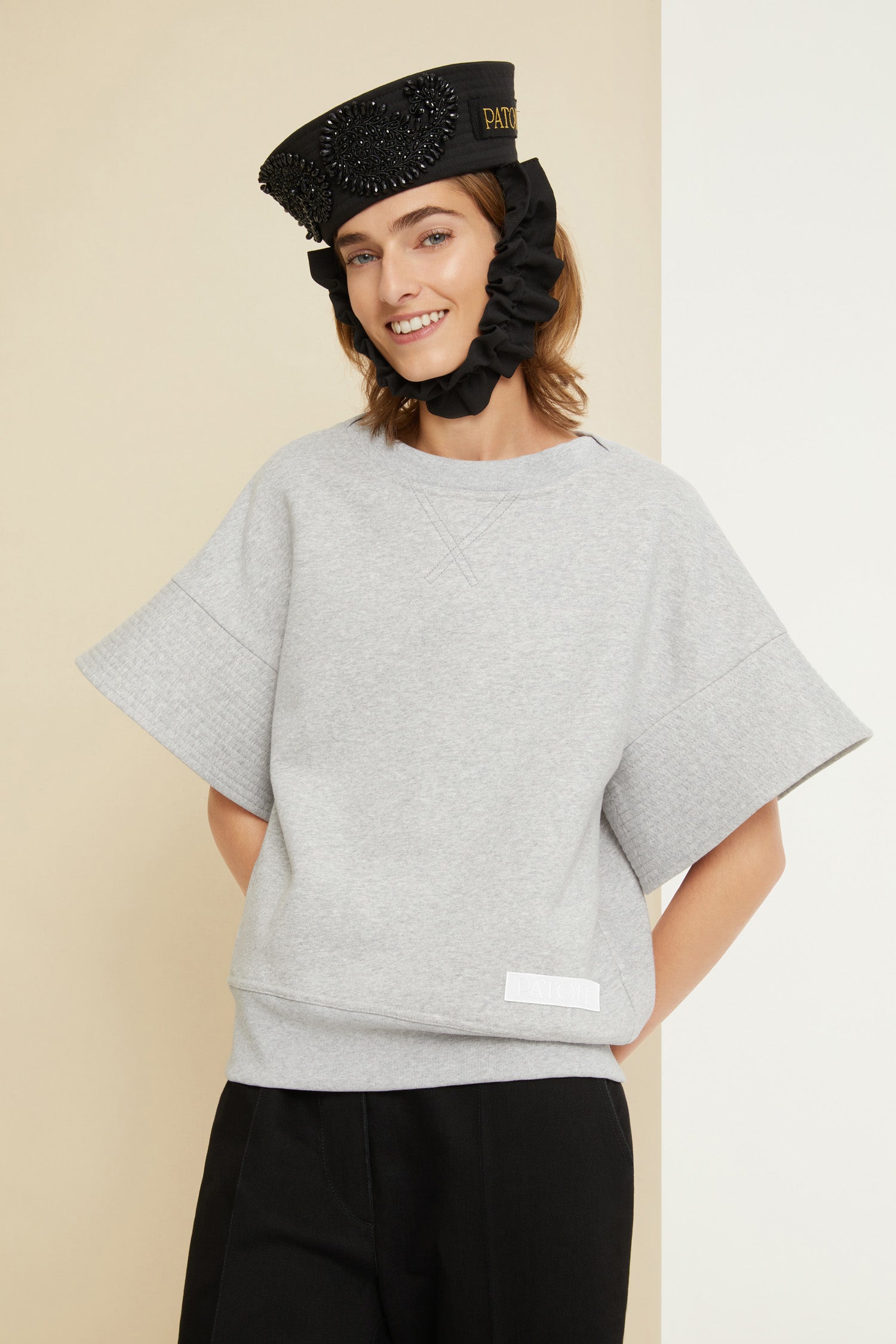 Patou | オーガニックコットン オーバーステッチ半袖スウェットシャツ