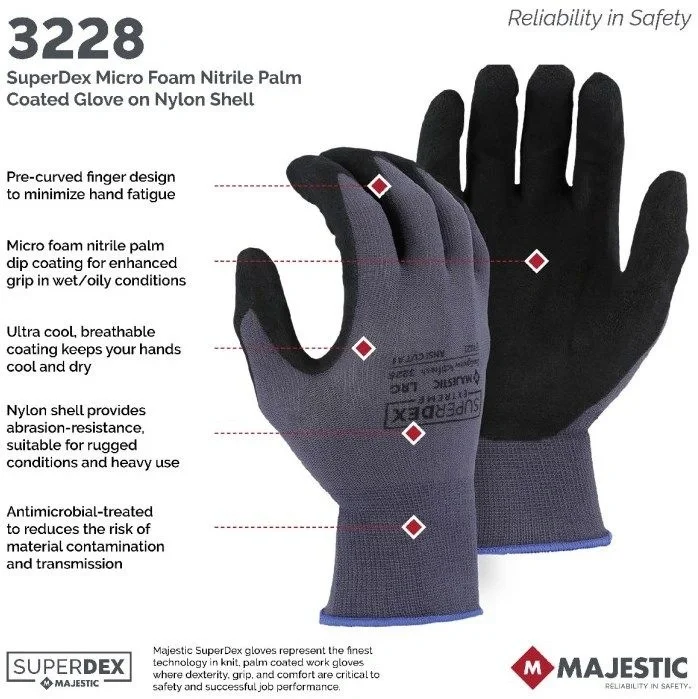 Majestic 3228 SuperDex Palm Coated Gloves | PalmFlex