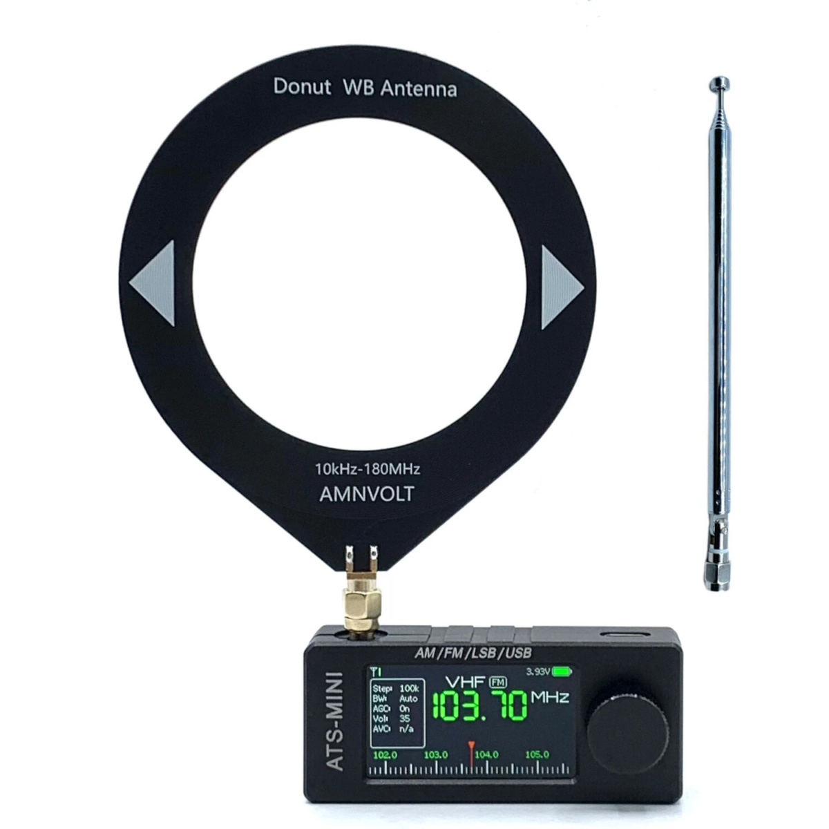 ATS Mini V4 SI4732 HF 0.1-30 MHz receiver + metal case + Donut WB