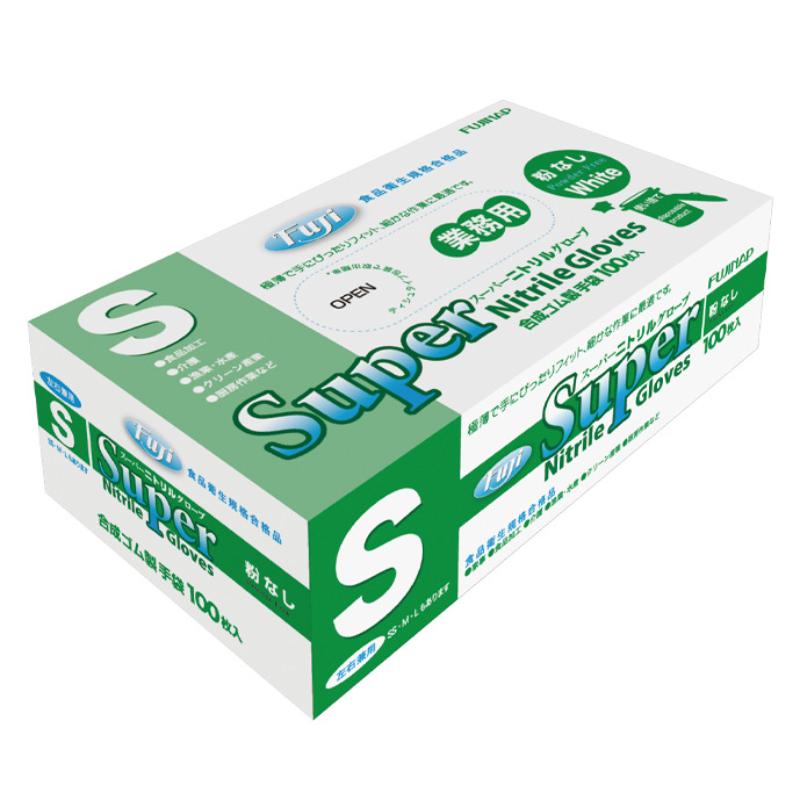 使い捨て手袋 フジスーパーニトリルグローブ粉なし M ホワイト 尚美堂