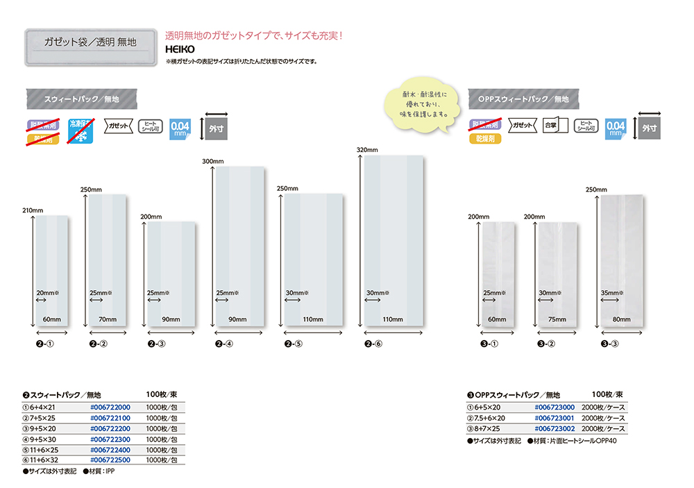 スウィートパック・OPPスウィートパック 無地 - 包装資材・食品容器の