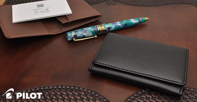 PILOT パイロット 本革製 名刺入れ 50枚用 LN07-220-B ブラック | ペン